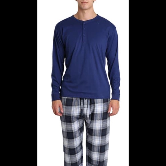 NEW SLEEP HERO Navy Plaid Flannel Lounge Set-Sze L - Picture 1 of 10